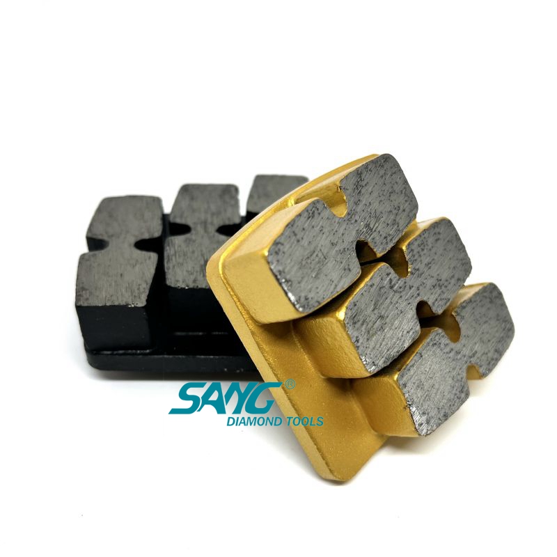 Redi verrouiller les chaussures de broyage en diamant avec trois outils de diamant à trois segments pour les moulins en béton